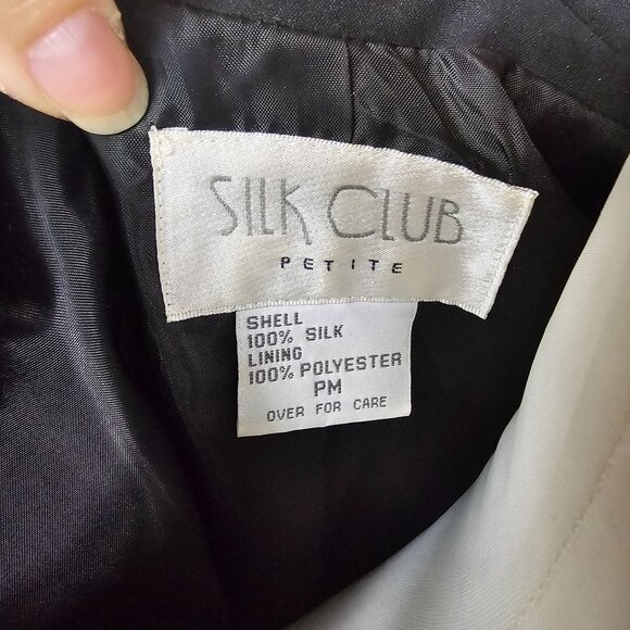 VTG Silk Club Eclectic Silk Jacket Sz PM Colorful Artsy Button Accents Open - Picture 8 of 9